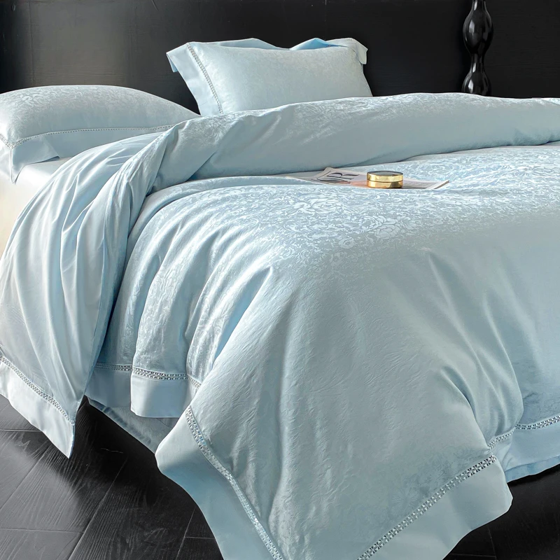 〖羽沐轻奢〗140s全棉色织提花镂空宽边四件套-花间蝶