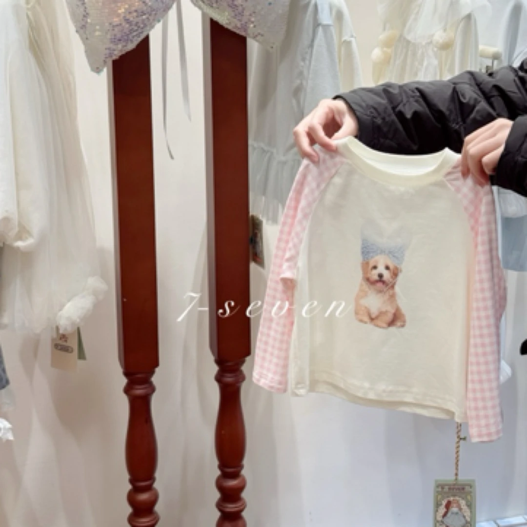 『7-seven』2025新款女童长袖t恤可爱卡通春款长袖打底上衣百搭简单