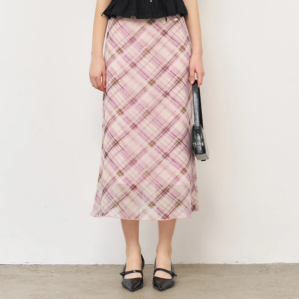 GENERAL IDEA BY BUMSUK复古印花暗格纹飘逸半身长裙3522