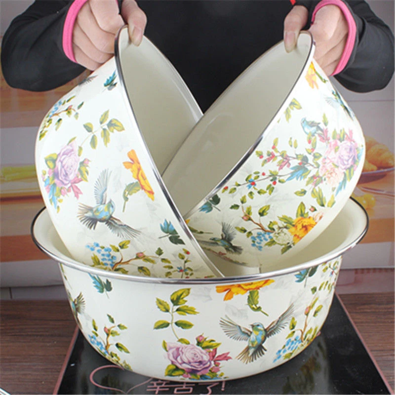 珐琅搪瓷三件套24.28.32公分口径一套