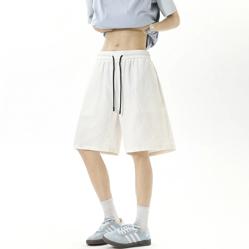 美式多巴胺泡泡格短裤男夏季潮牌百搭速干沙滩裤情侣款运动五分裤