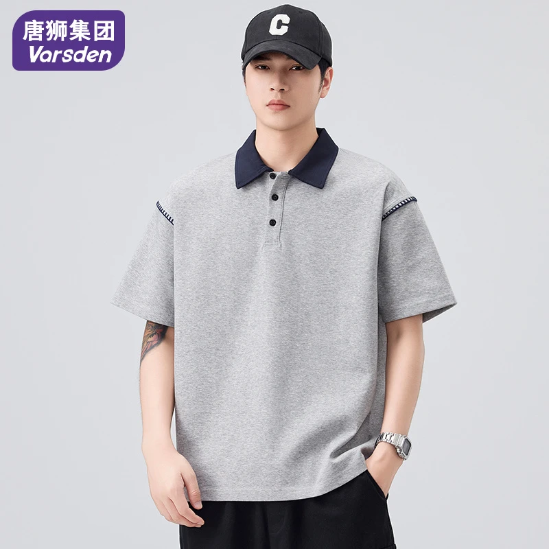 唐狮集团Varsden夏季短袖polo衫男翻领宽松休闲百搭半袖体恤上衣
