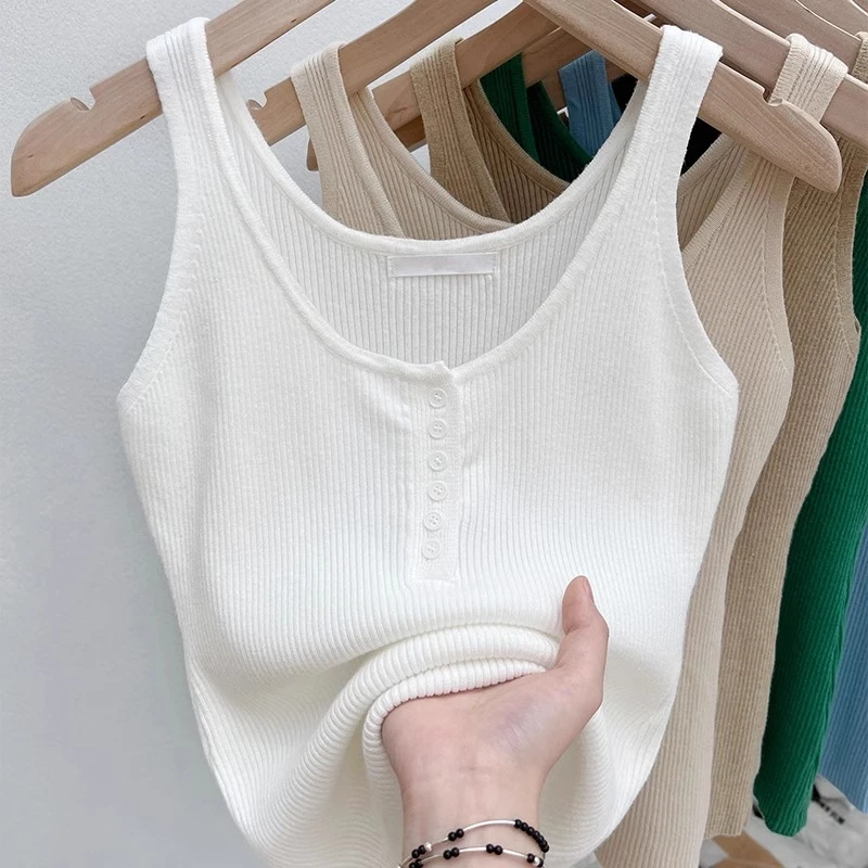针织吊带背心女内搭修身显瘦2025年夏季新款白色打底冰丝无袖上衣