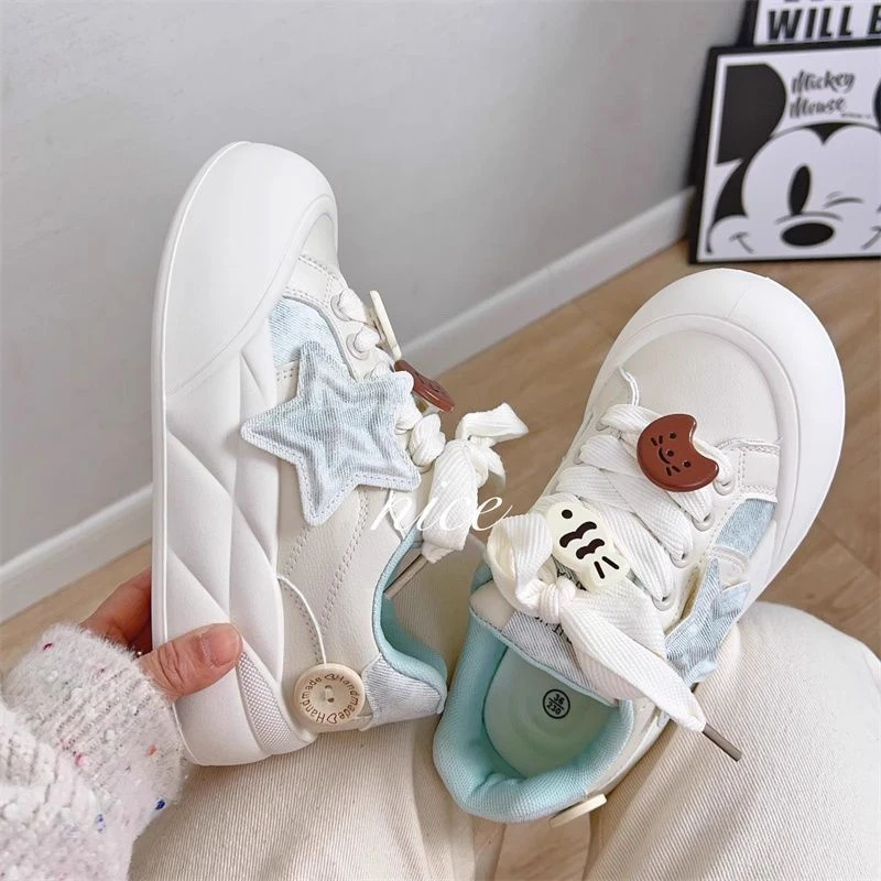 爆改猫和鱼厚底帆布鞋女2025春季新款小白鞋女校园高颜值百搭板鞋