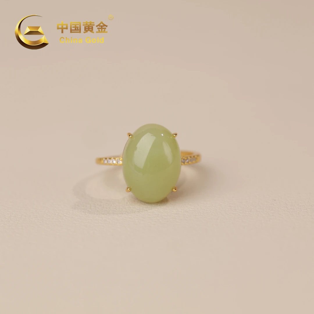 【中国黄金】既莹 | 和田玉*戒指*S925银镶嵌-J1552-格