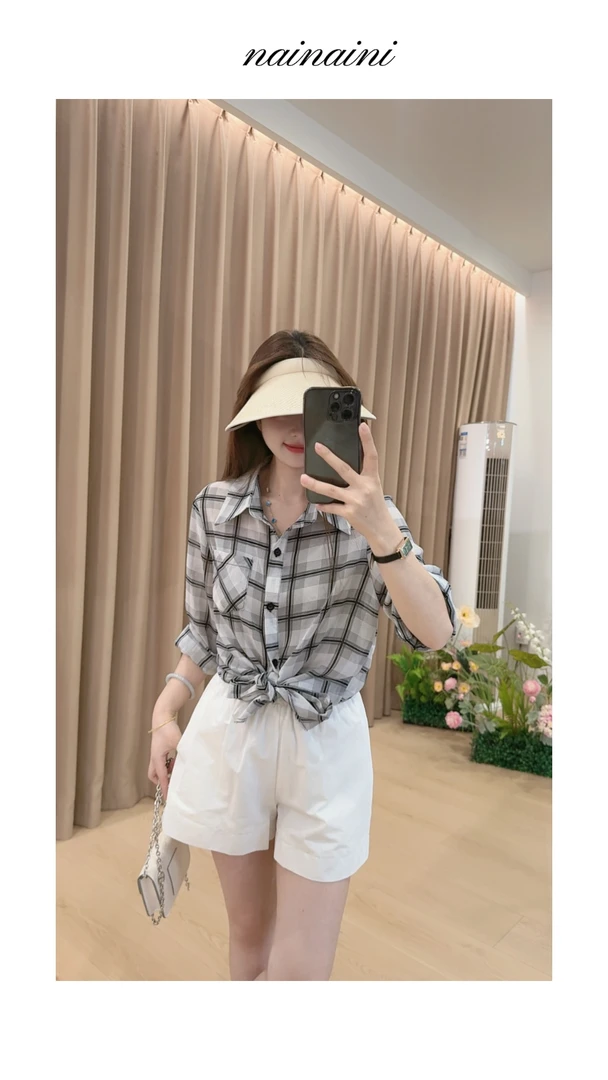 奈奈妮【云衫】衬衫防晒衫女2025小个子夏季新款气质百搭3387