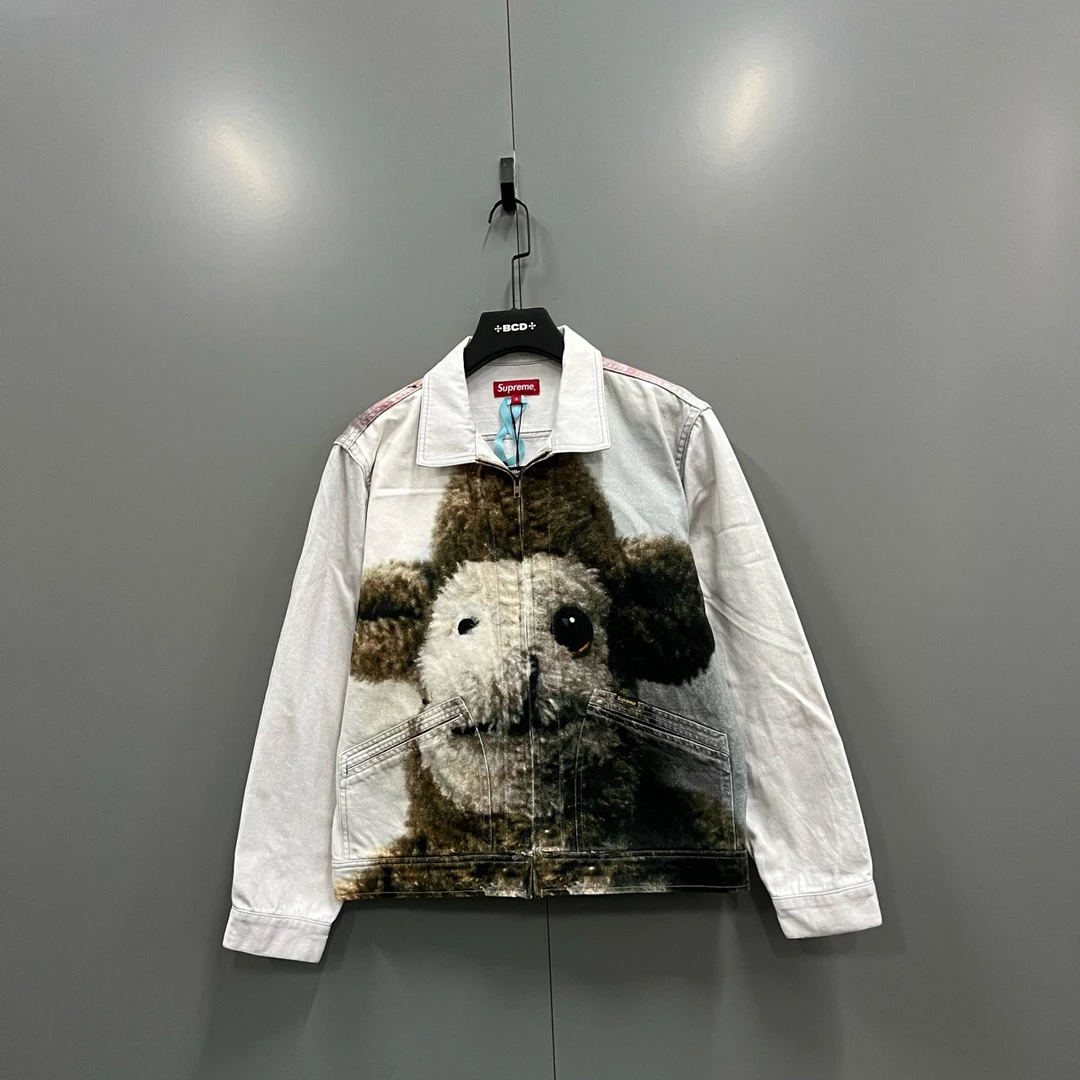 95新 Supreme （jp）304 玩偶熊印花牛仔夹克 s码