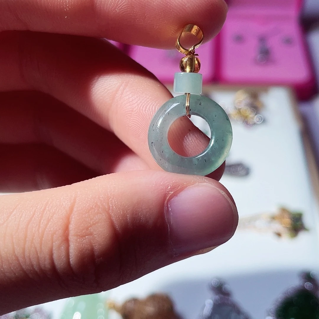 翡翠银S925镀金镶嵌吊坠(赠链)34890766