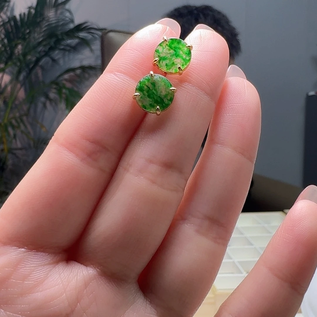 翡翠耳饰银S925镶嵌多样性发货其一