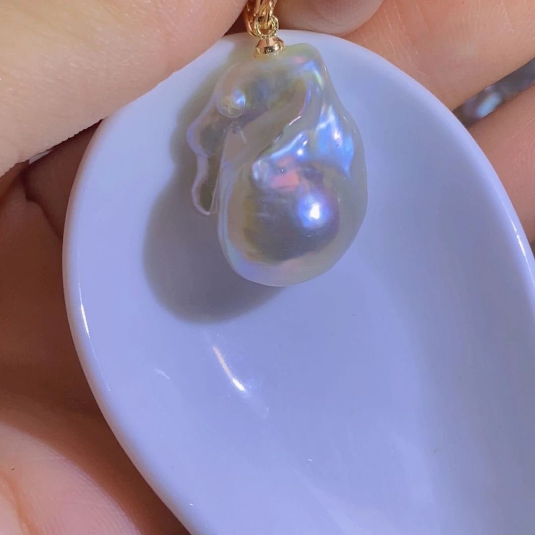 银S925镶嵌淡水珍珠天然淡水珍珠无染色无优化