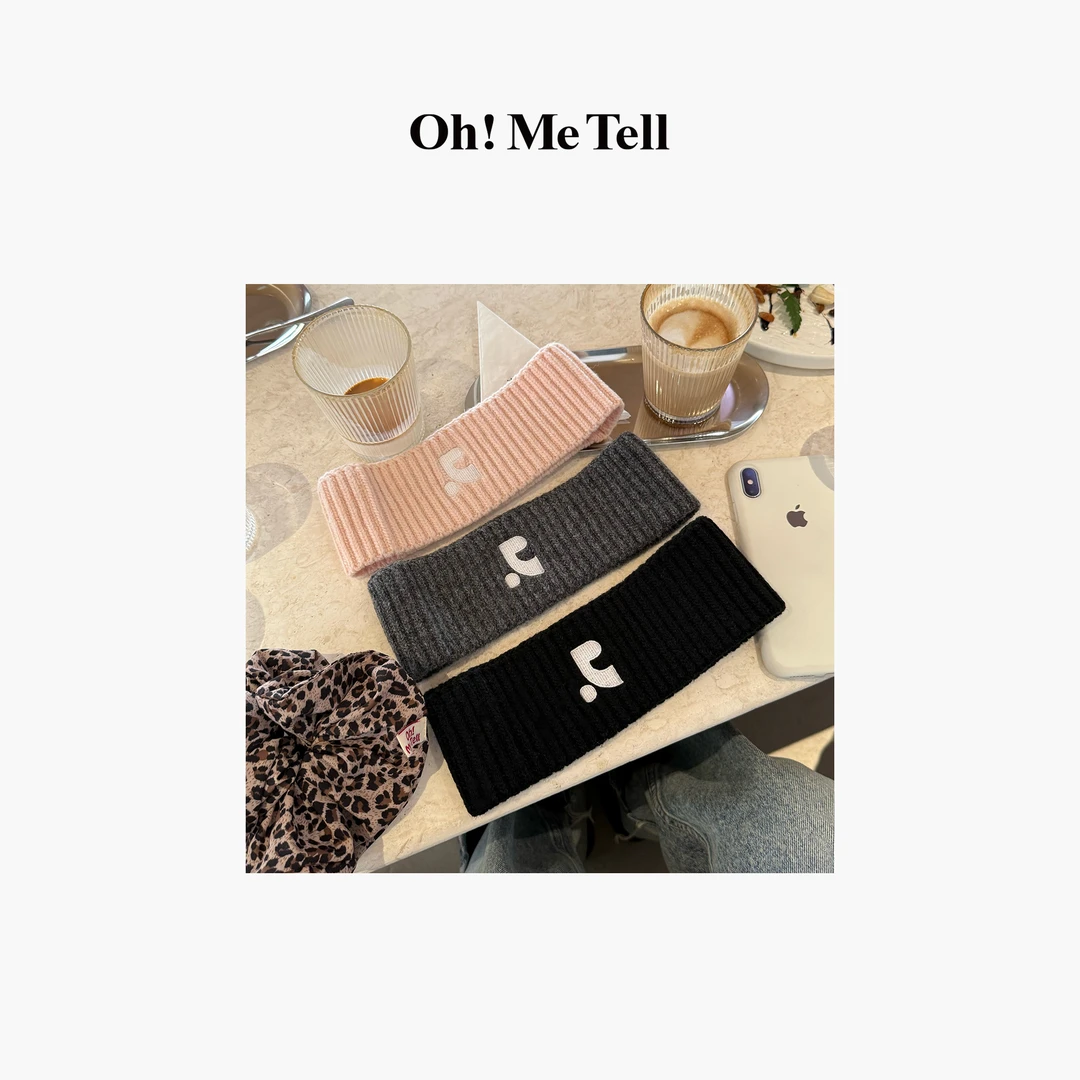 Oh！Me Tell【RR同款】街头运动风刺绣纯色简约针织头巾发饰发箍发带