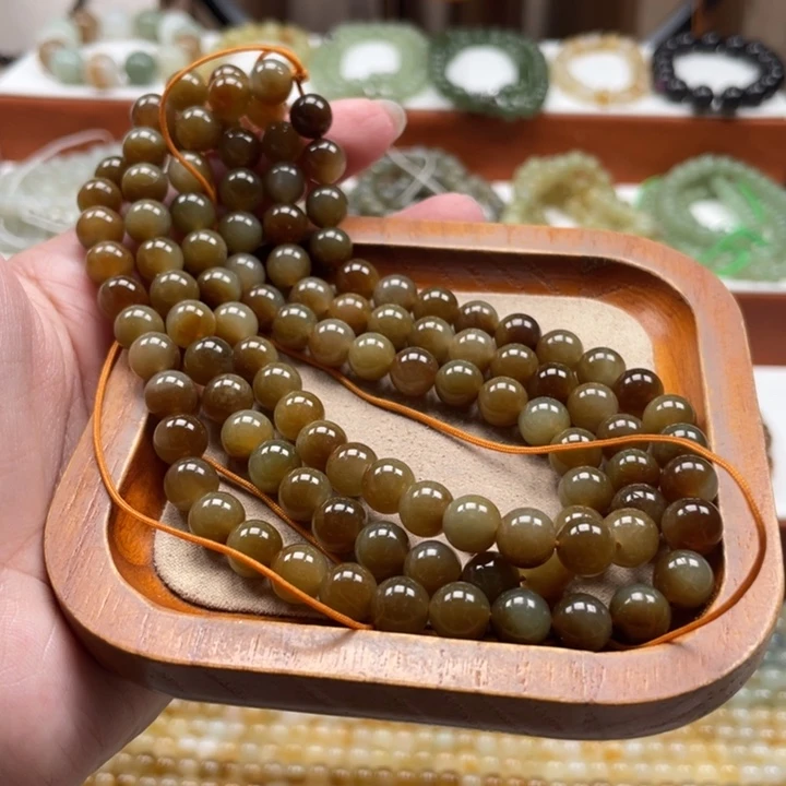 和田玉未镶嵌毛衣链珠串8mm