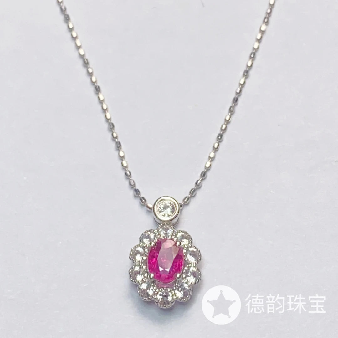 18K金镶嵌无烧红宝石项链