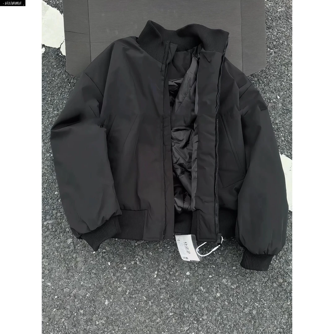 居幻秋冬廓形短款美式复古棕色飞行员夹克棉衣男款立领外套棉服潮