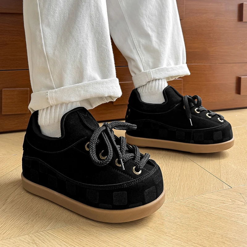 隐形7CM增高面包鞋男女厚底休闲鞋黑色百搭时尚运动鞋丑萌大头鞋