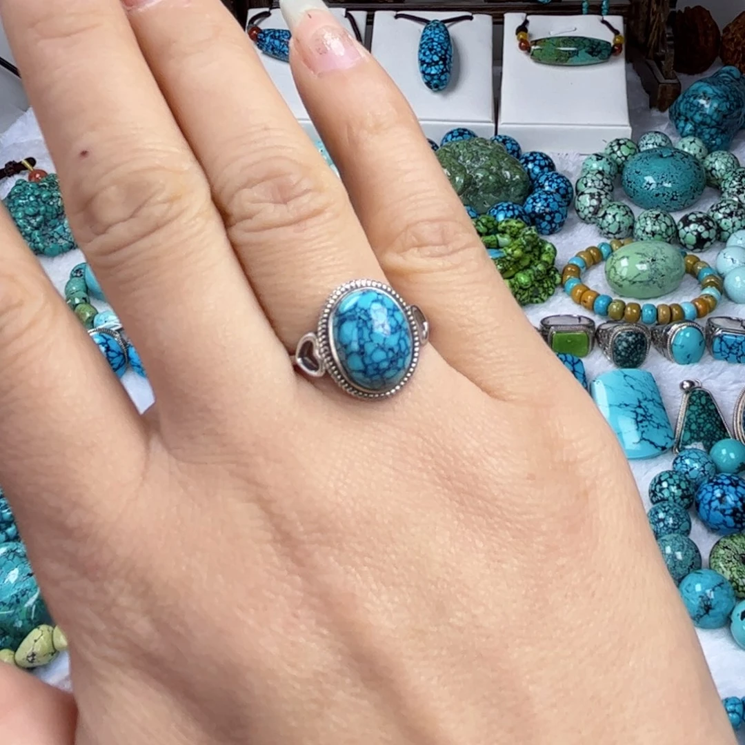 绿松石珠宝奇石银S925镶嵌