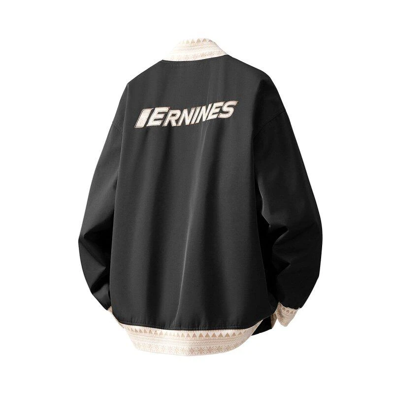 美式复古拼接撞色字母刺绣外套男春秋季款情侣潮牌高级感痞帅夹克