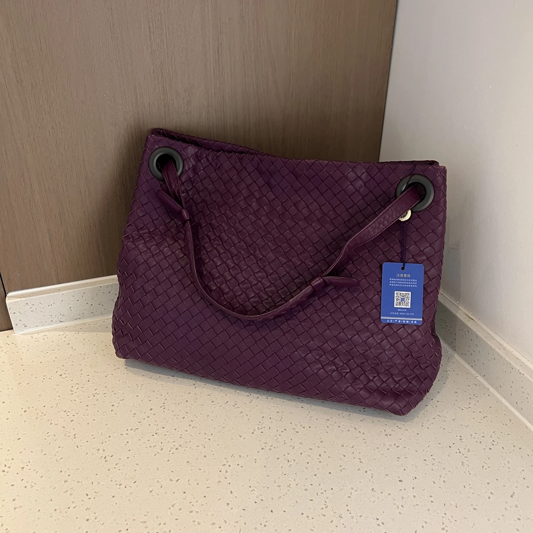 95新 BOTTEGA VENETA/葆蝶家 紫色编织手提单肩腋下包