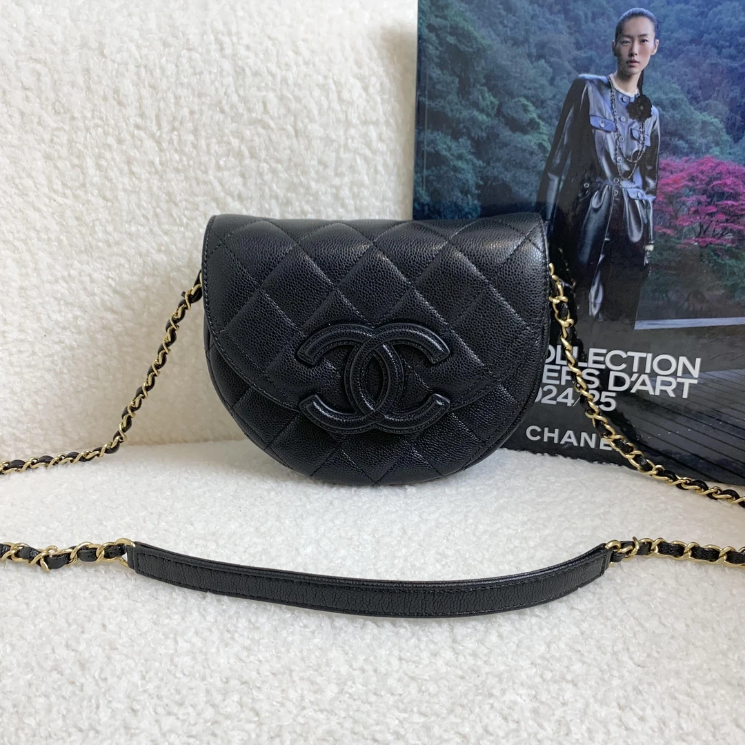 99新 Chanel/香奈儿 壹臻/23p隐藏款黑金马鞍包22088856