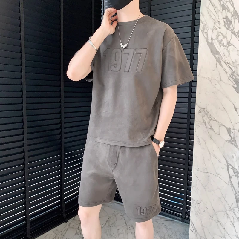 休闲运动男士夏季套装潮流短袖t恤五分短裤2025新款男装搭配一套