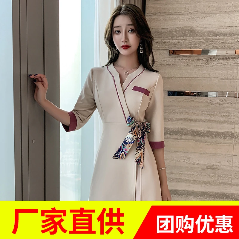 2025春夏季新款美容院养生会所工作服女SPA足疗技师服桑拿按摩