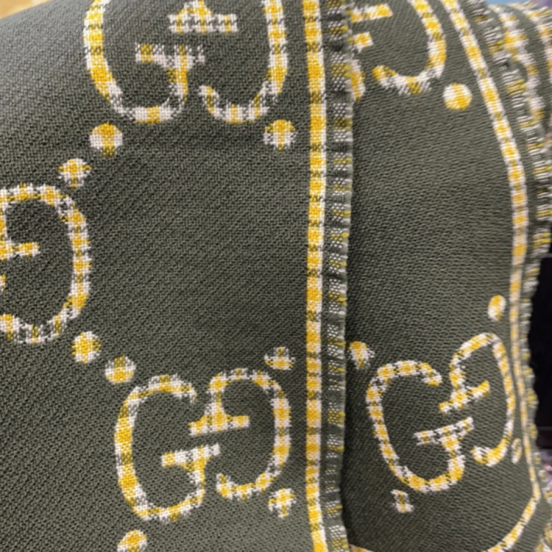 95新 GUCCI/古驰 夏七中古/Gucci墨绿色双面围巾