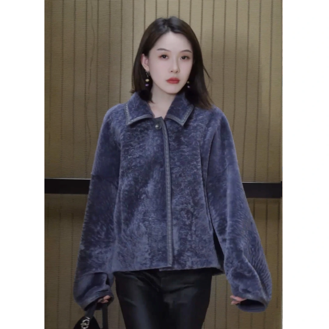 卡拉库尔·手工拱针！羊腿袖皮毛一体外套！GZ6818