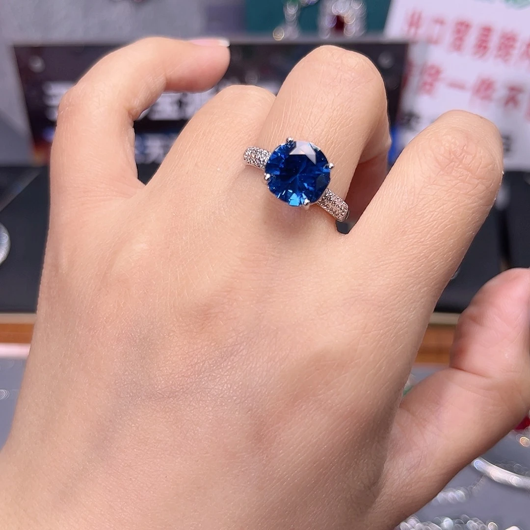 蓝宝石戒指银S925镶嵌n 45