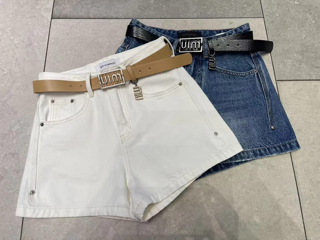 2025夏季显高显瘦白色小香短裤小春家小蜜蜂裤子牛仔简约百搭短裤