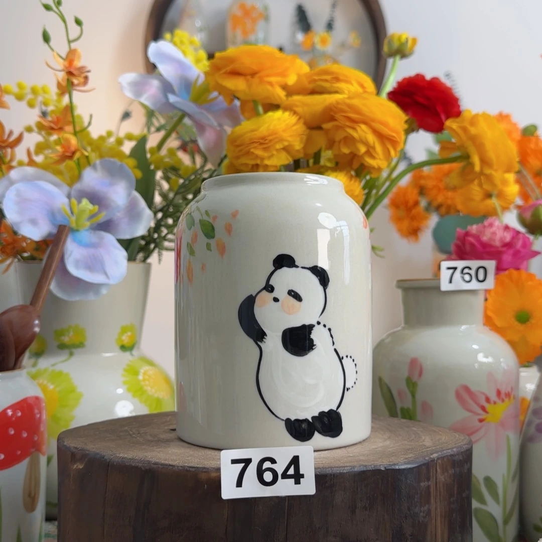 摆件景德镇陶瓷手绘小花瓶摆件无孔