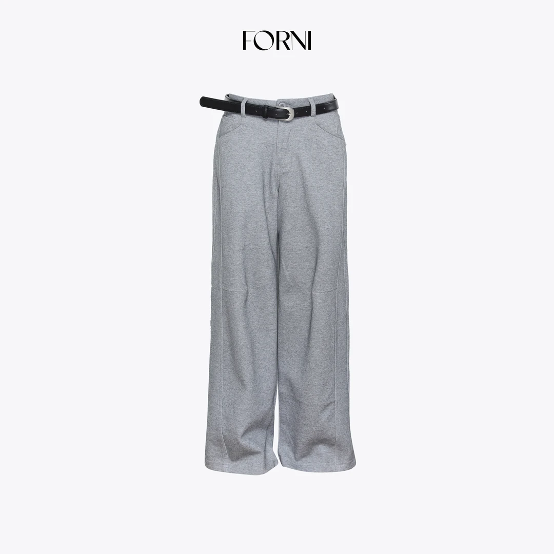 FORNI 理想裤 摩登都市腰带立裁直筒棉质西装裤