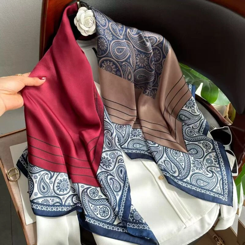 【绯蓝佩斯利】70*70大尺寸丝巾高级气质雅韵款丝巾披肩