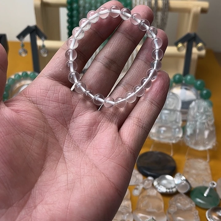 石英质玉手串未镶嵌平*心