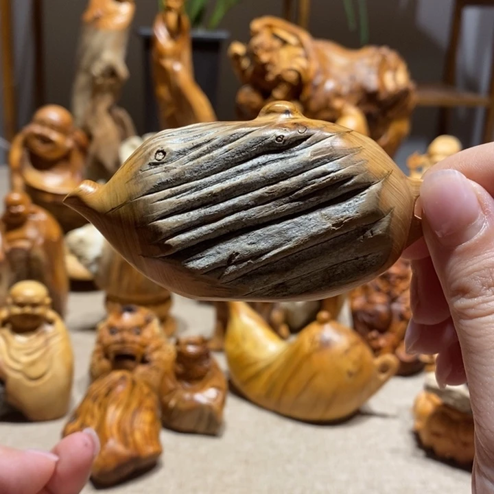 柏木（崖柏）原皮把把壶手把