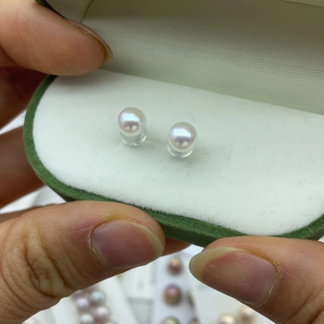 银S925镶嵌耳钉淡水珍珠