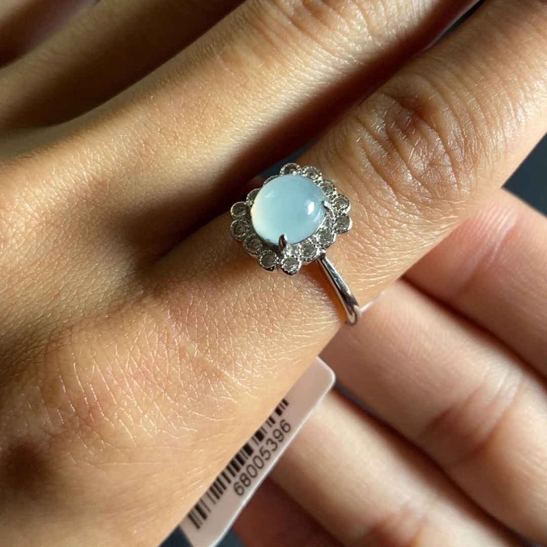 翡翠银S925镶嵌戒指拍一发一