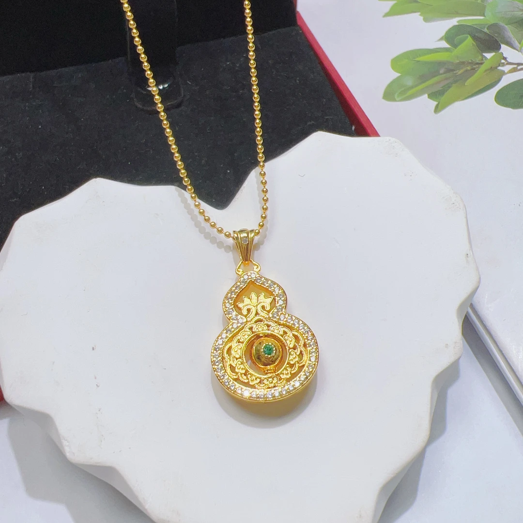 坠链均925银合成锆石 S925银转运葫芦套链T276