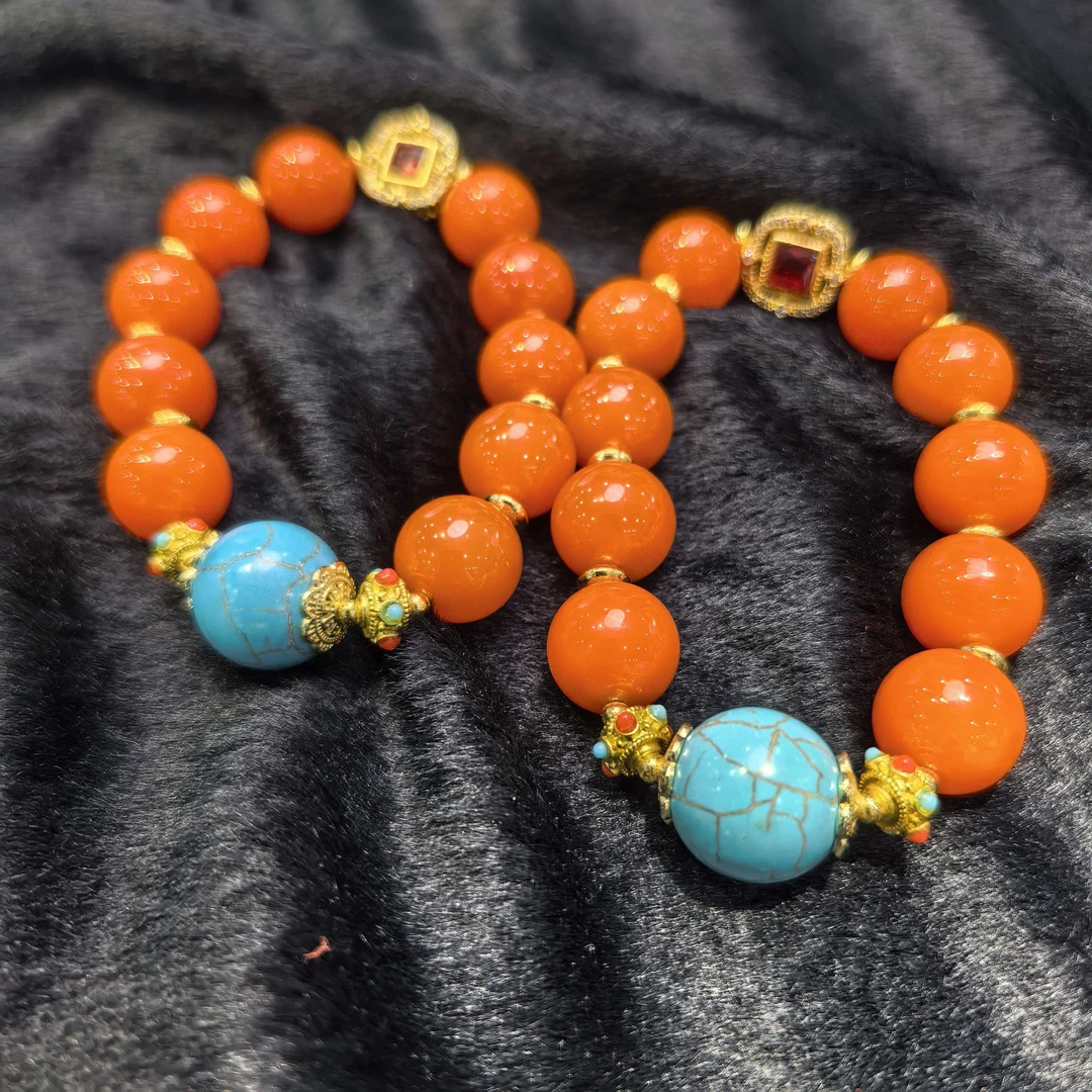 江德洋珠宝S8202皇家炽焰龙桖石玛瑙红手串-多样性发货只发一件