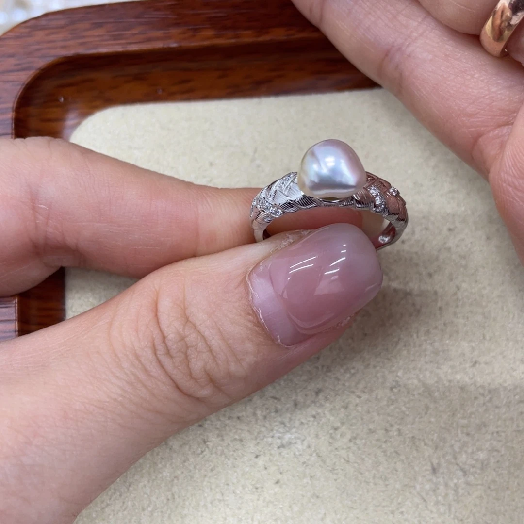 海水珍珠戒指银S925镶嵌