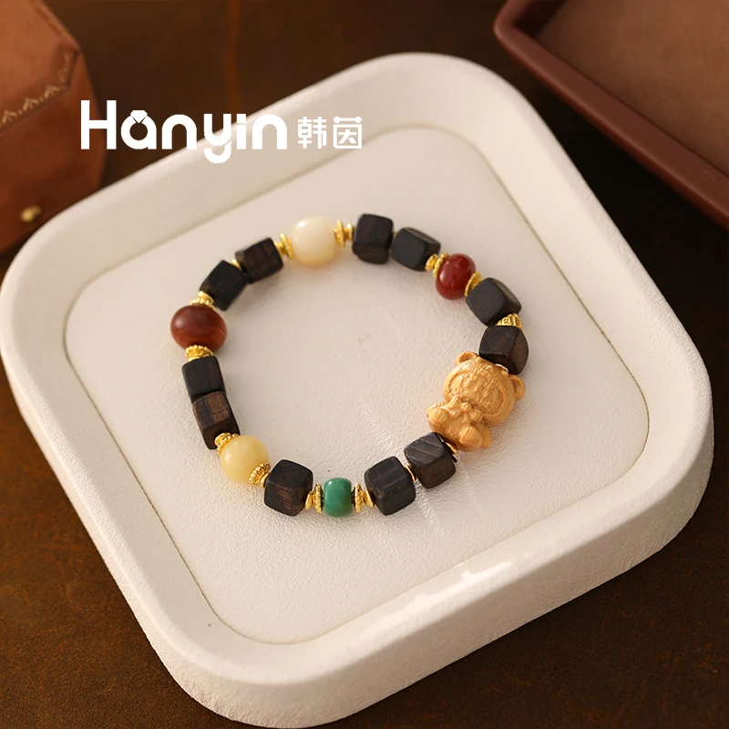 南红木雕拉布布菩提马上有钱花方糖香香木弹力手串AAA