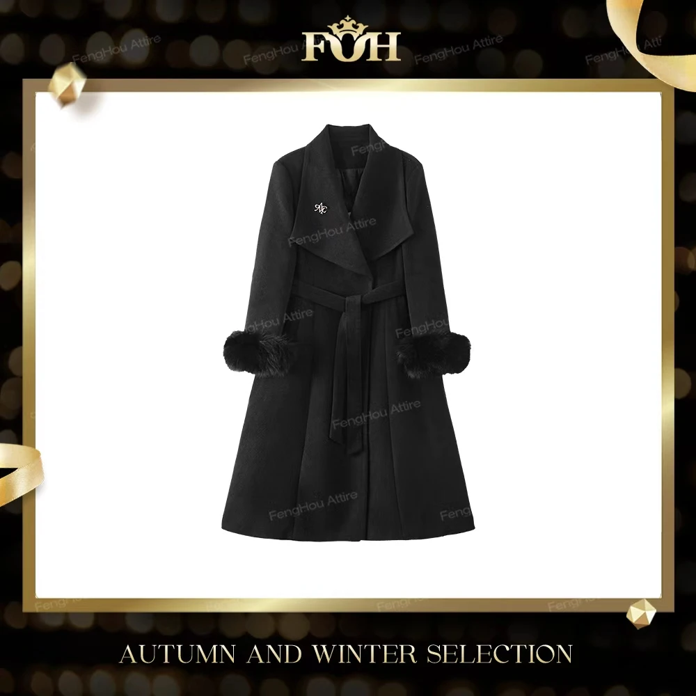 【封后轻奢设计翻领款】2025冬季中长款狐狸毛羽绒外套13556