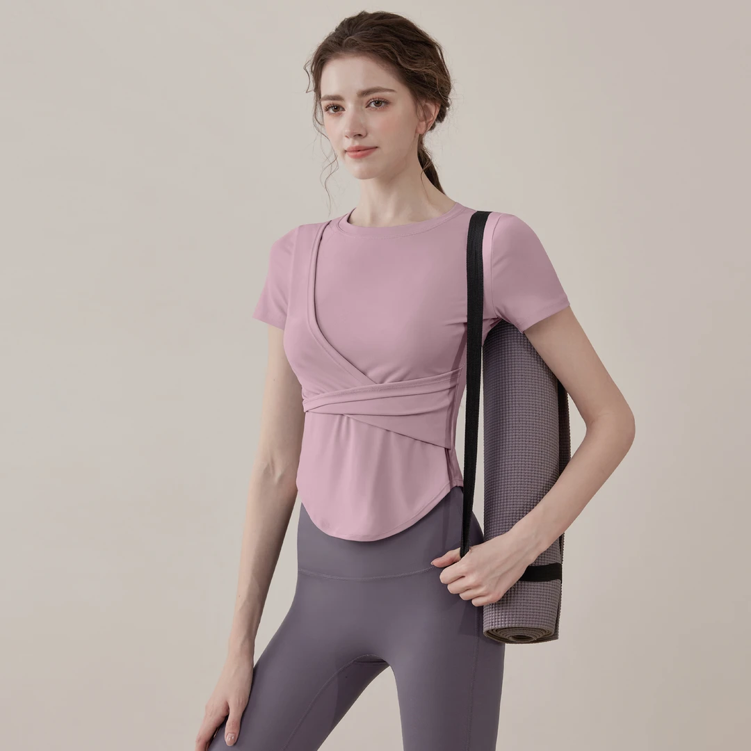 【18号】J34016DY瑜伽服女新款短袖运动上衣夏季跑步健身紧身MCY