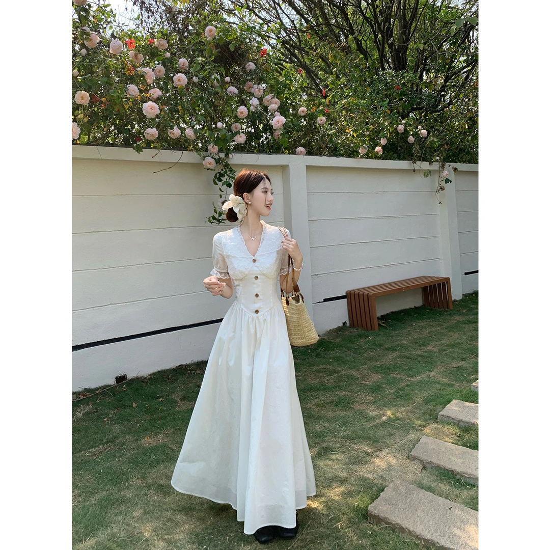 【罗马假日】高个子长裙法式温柔气质优雅连衣裙欧若风收腰显瘦裙子