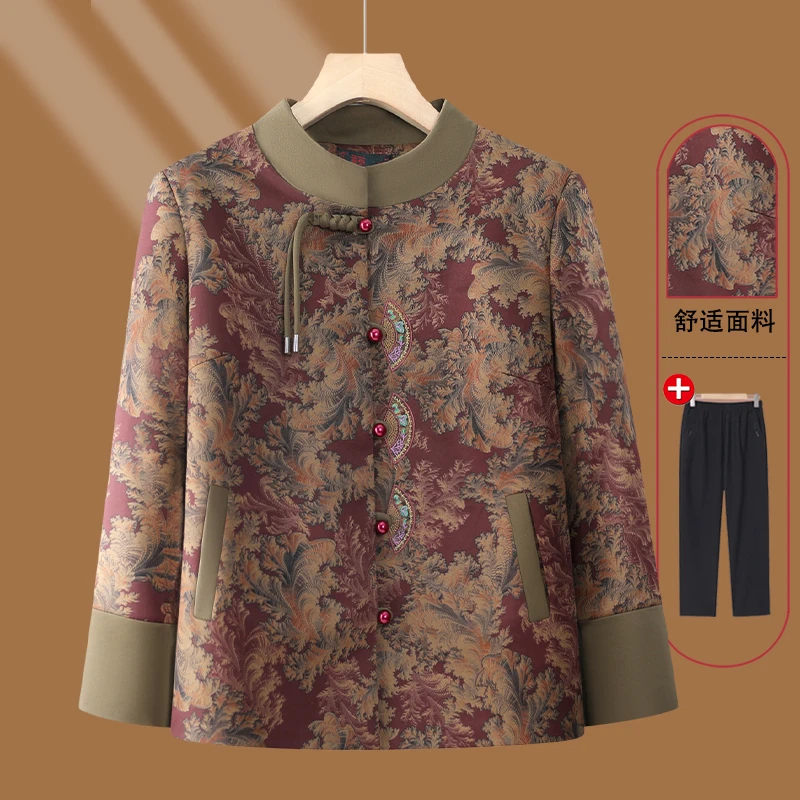 双面盘扣中老年人春装外套女2025新款奶奶装妈妈春秋夹克老太太