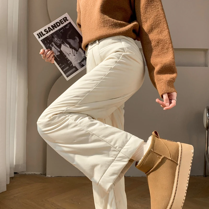 直筒羽绒裤女冬季外穿2025新款小个子直筒东北极寒哈尔滨雪地棉裤