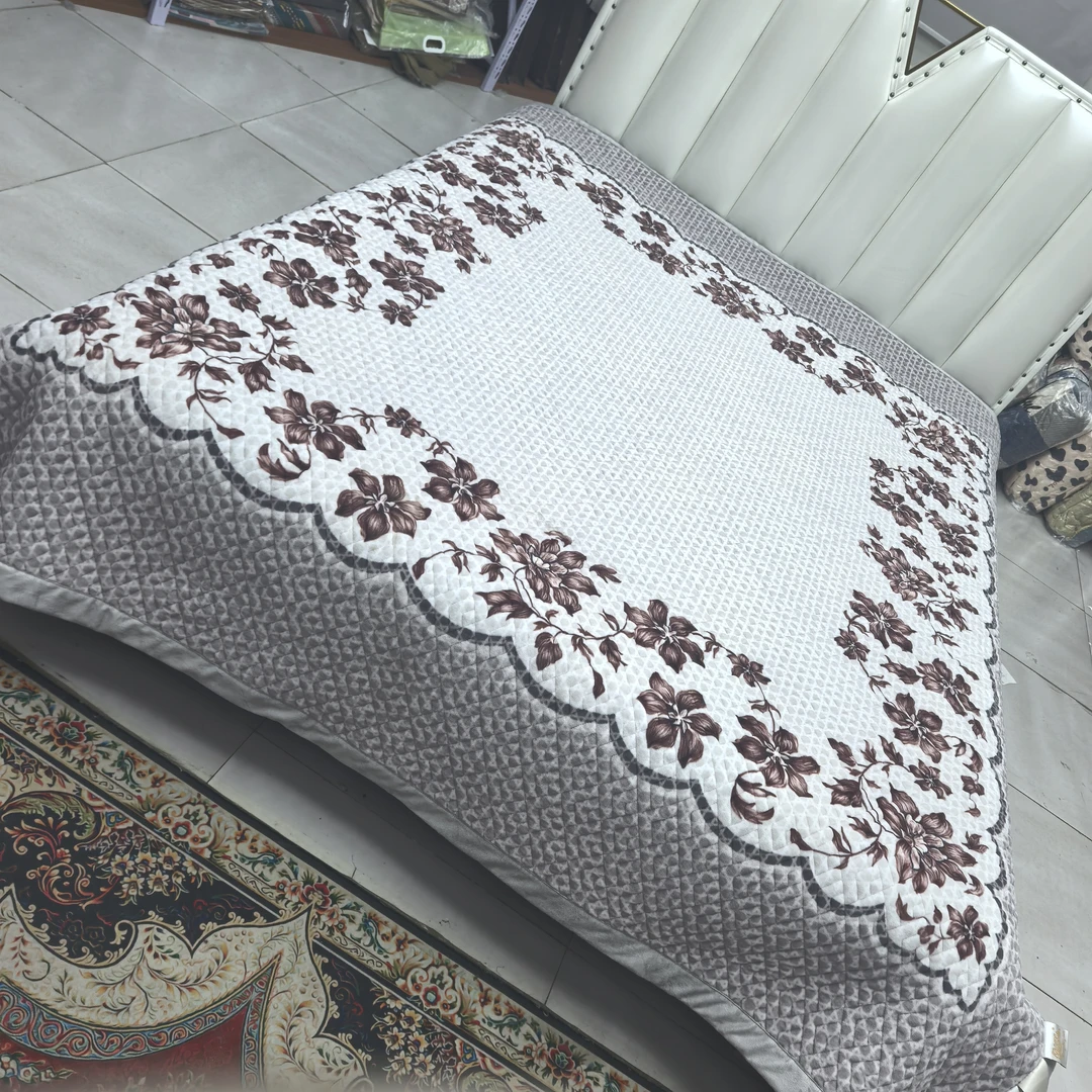 云貂绒宽边床盖《灰色花园》2米✕2.3米