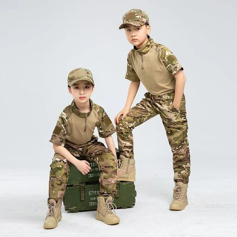 龙驹儿童迷彩服短袖套装男夏季幼儿园军训夏令营蛙服服装