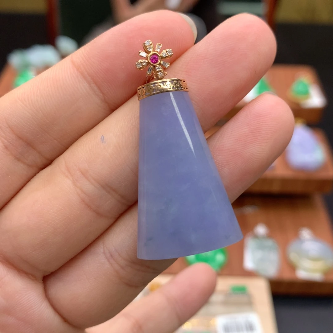 翡翠18K金镶嵌吊坠(不含链)