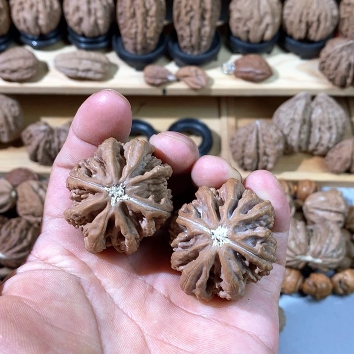 早***爷文玩核桃把件带彩