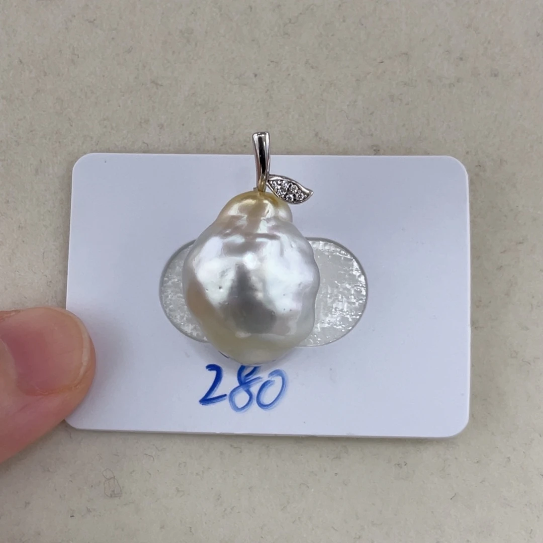 海水珍珠15-16澳白巴洛克吊坠定制不退不换银S925镶嵌